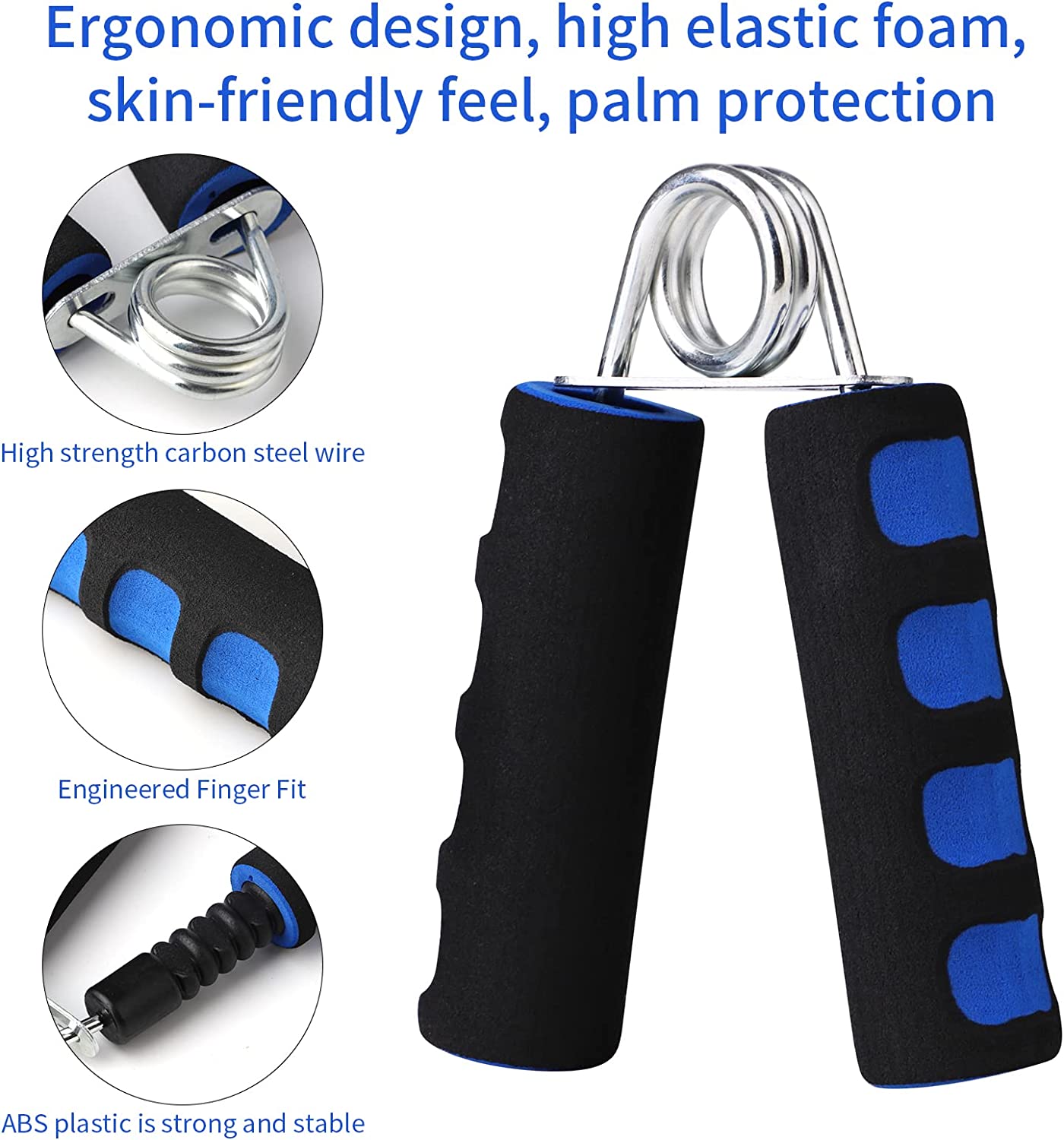 Hand Grips for Strength Training, Soft Foam Hand Workout Grippers, Strengthen, 2 Pack