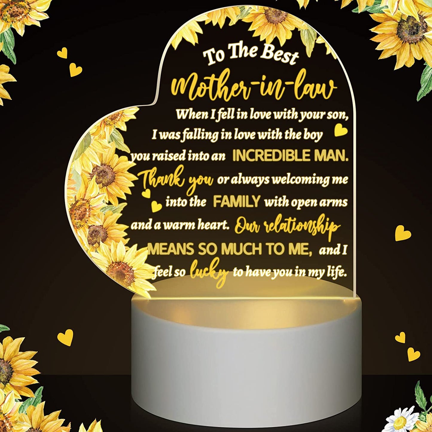 Engraved Acrylic Night Light Birthday/Mothers Day Gift for Mom from Daughter USB Low Power Night Lamps