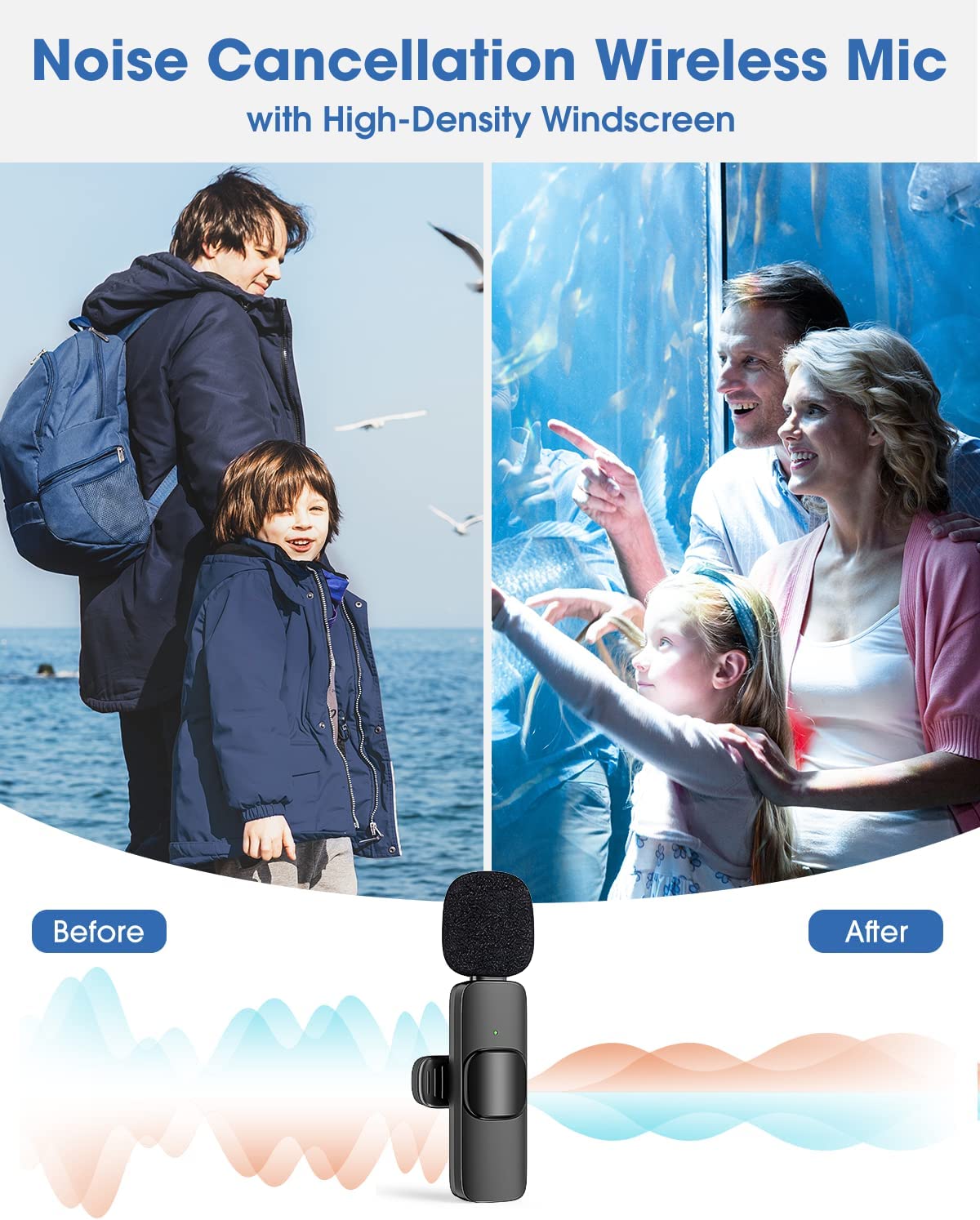 Wireless Lavalier Microphone for iPhone/iPad Mini Clip-on Microphone Wireless