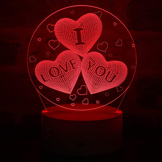 3D I Love You Night Light 16 Colors Change Sleep Lamp, Remote Touch