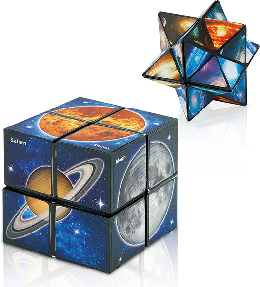 Star Cube Magic Cube 2 in 1 Set, Cube Infinity Magic 3D Puzzle Cubes, Starry Sky