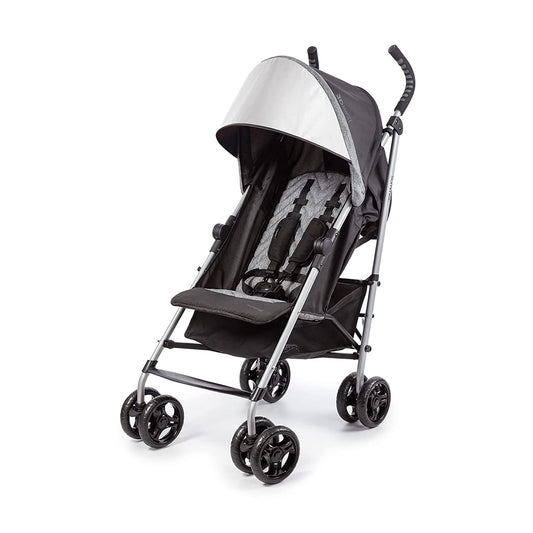 3Dlite ST Convenience Stroller, Black & Gray - Lightweight Stroller w/ Steel Frame, Large Seat Area, Multi-Position Recline