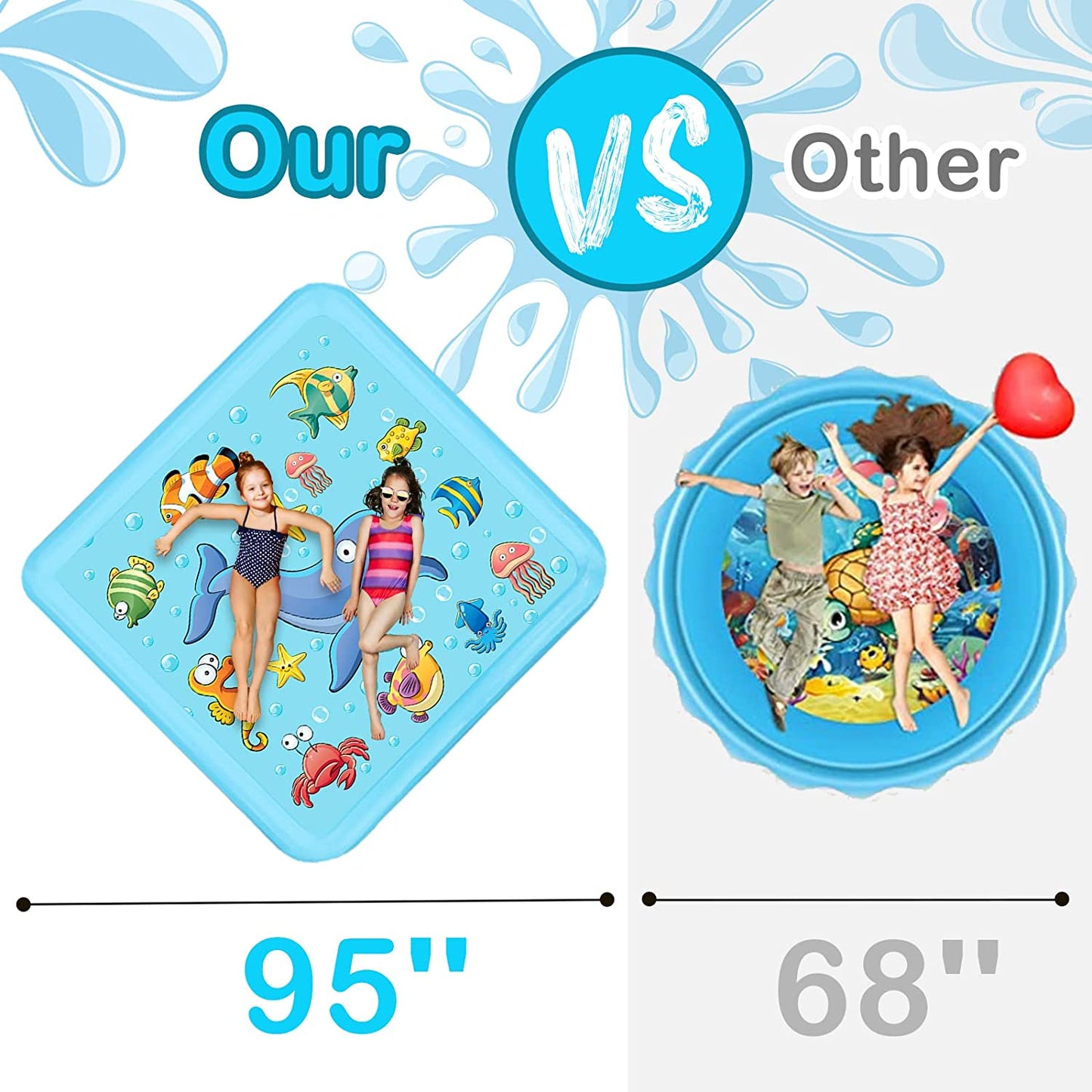 Splash Pad for Toddlers, Outdoor Sprinkler for Kids, 67" Summer Water Toys Inflatable