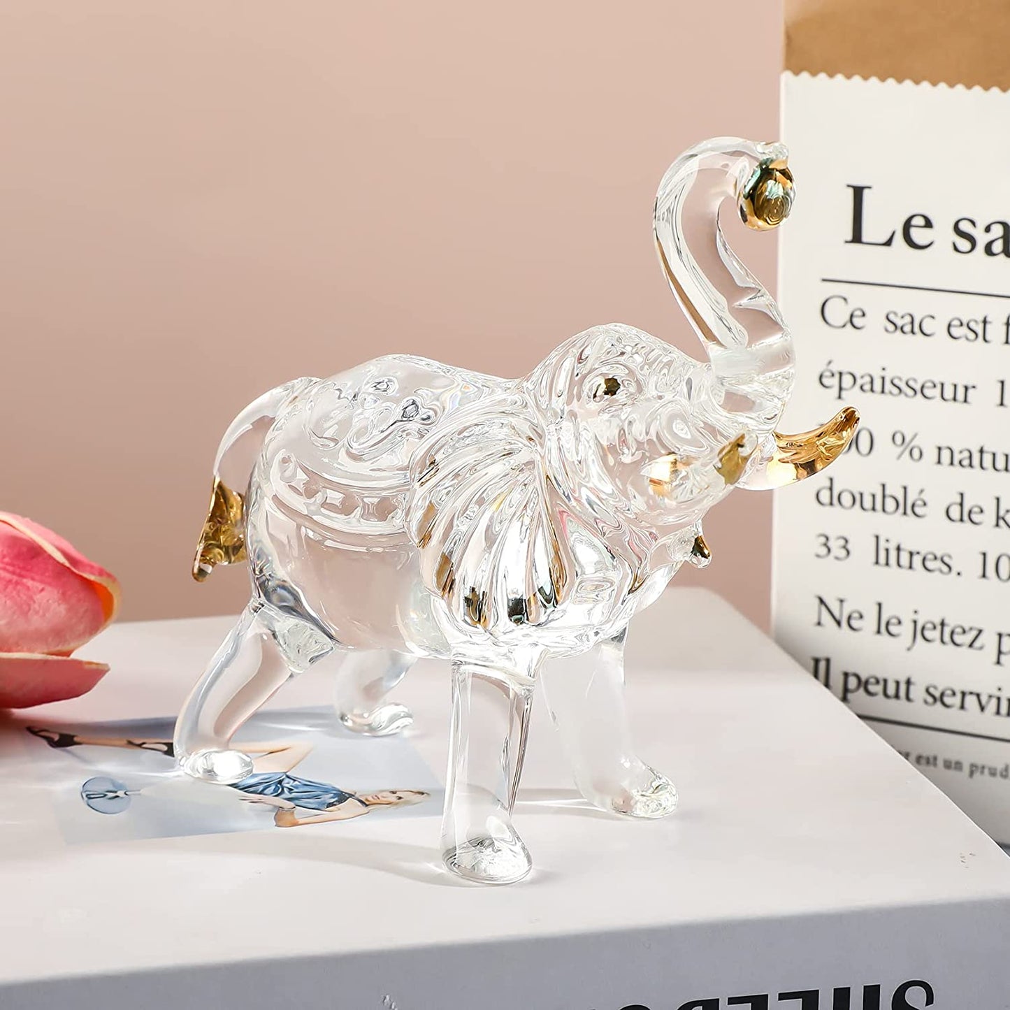 Handmade Crystal Elephant Figurine for Home Decoration