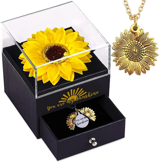 Artificial Sunflower Gifts for Women/Wife/Mother w/ Necklace & Gfitbox