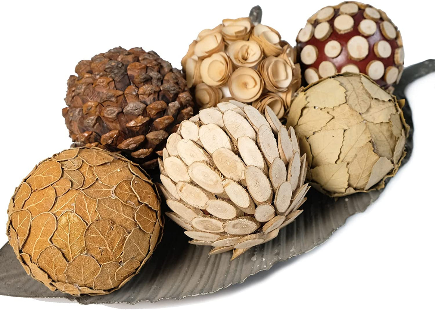 Decorative Filler Balls for Centerpiece, 6 PCS 3.5 Inch Natural Tone for Home Decoration