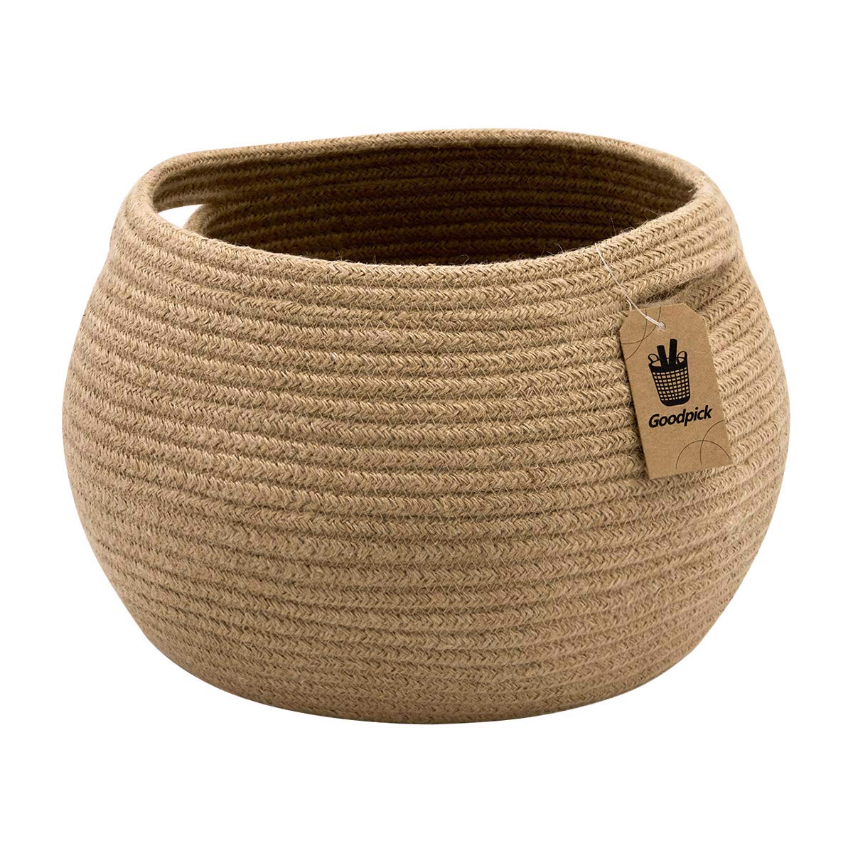 Cute Round Basket - Cotton Rope Jute Baskets 10"D x 8.3"H