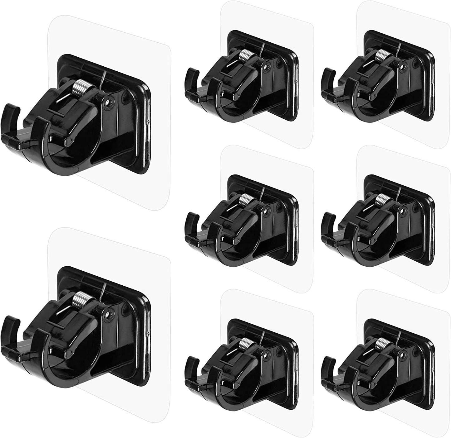 8PCS No Drill Curtain Rod Brackets No Drilling Self Adhesive (Black)