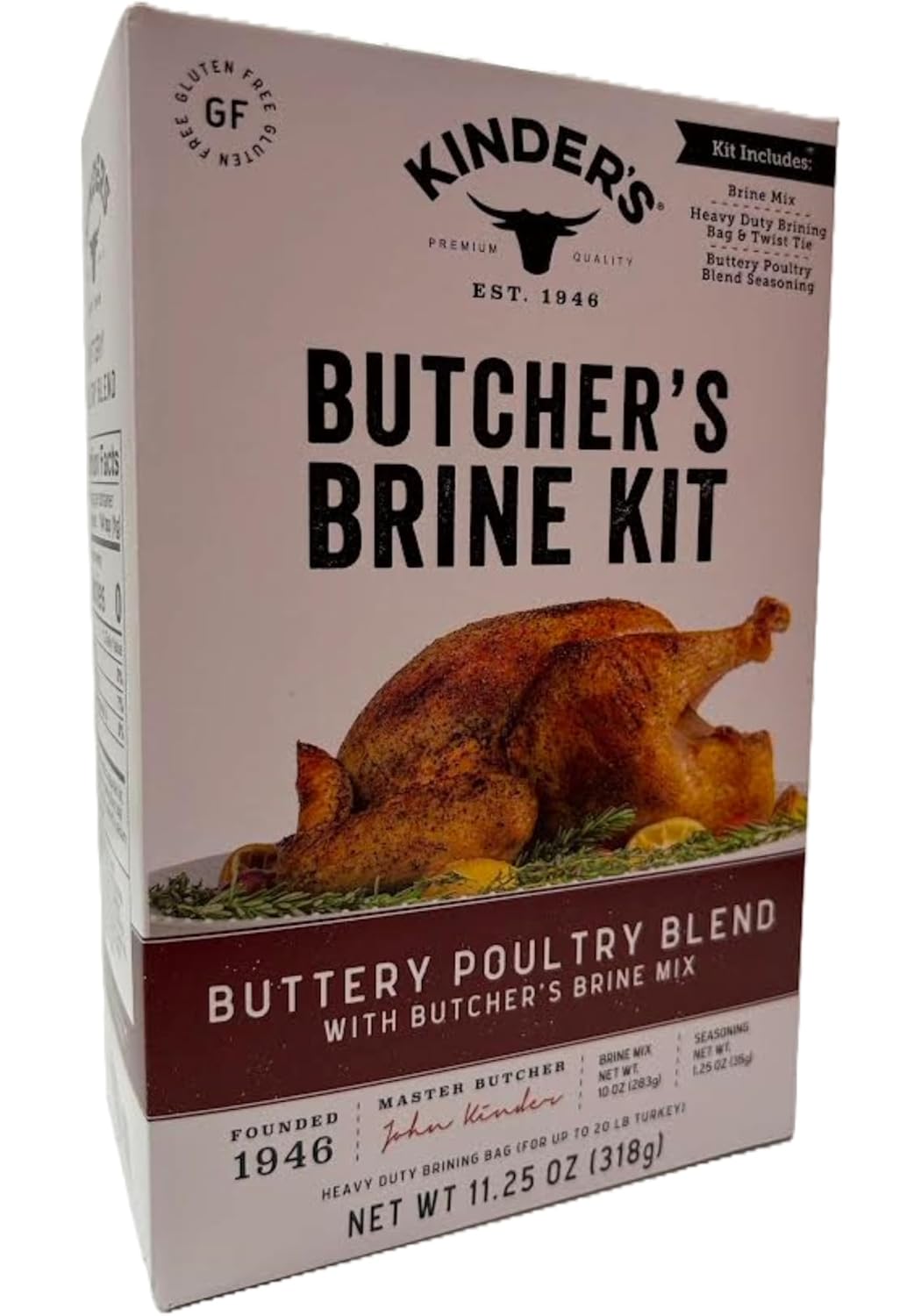 Kinder's Butcher's Turkey Brine and Rub Kit with Brining Bag, Garlic and Herb, 12-ounces