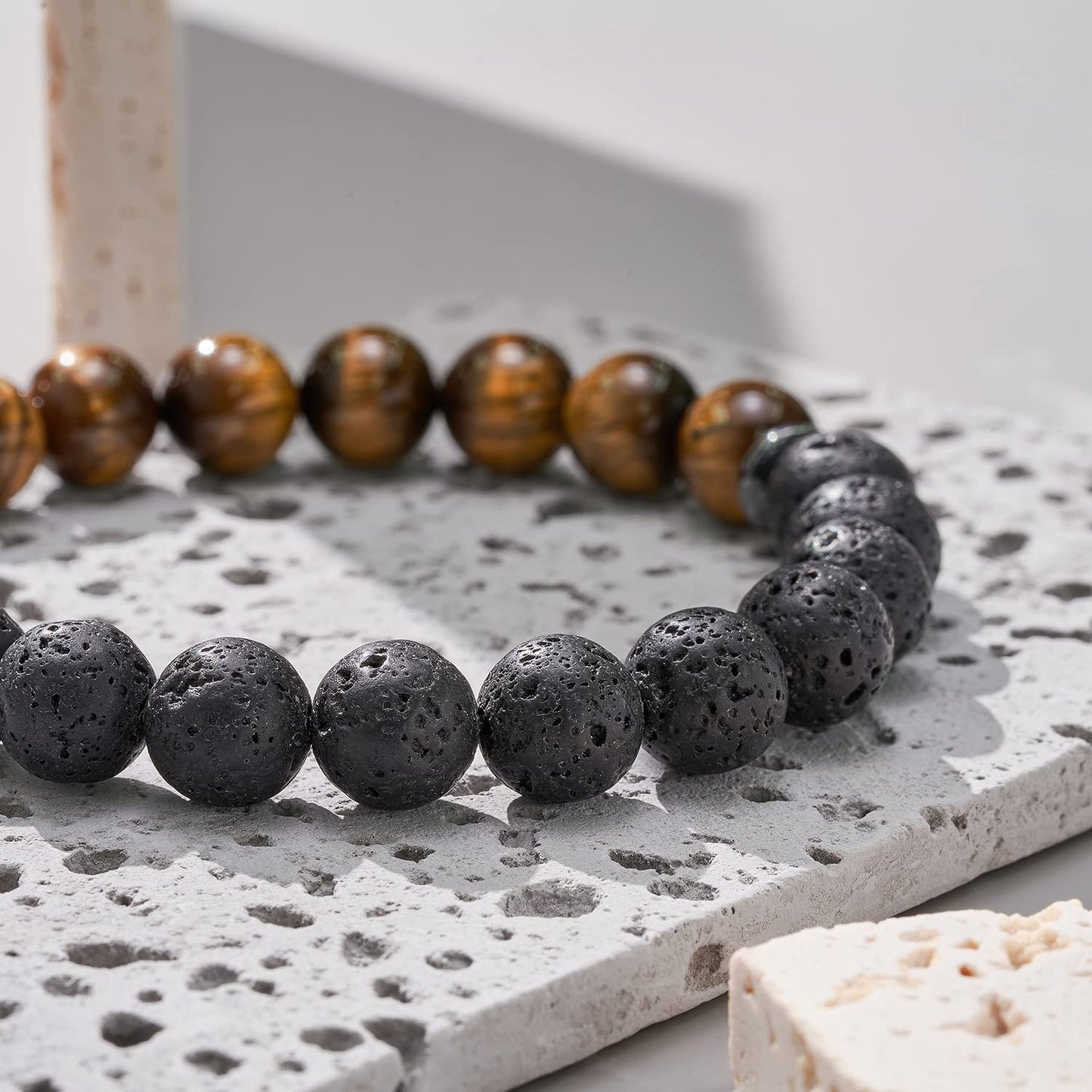 Fathers Day Gifts for Dad/Grandpa/Uncle/Boyfriend Gifts Natural Lava Stone Bracelet for Men