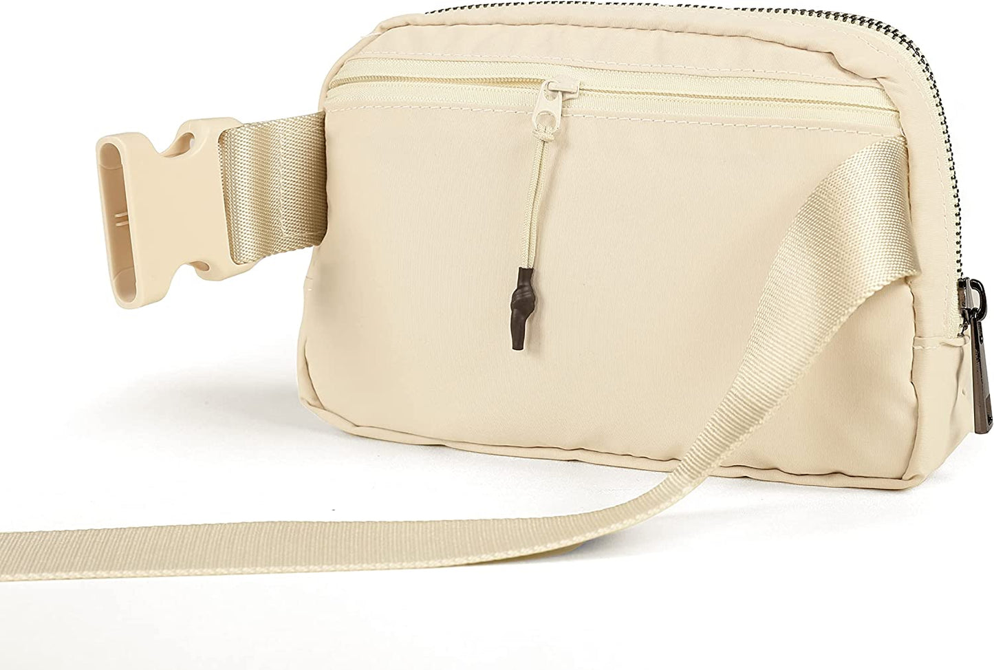 Unisex Mini Belt Bag w/ Adjustable Strap Small Waist Pouch for Workout Running Travelling Hiking, Ivory