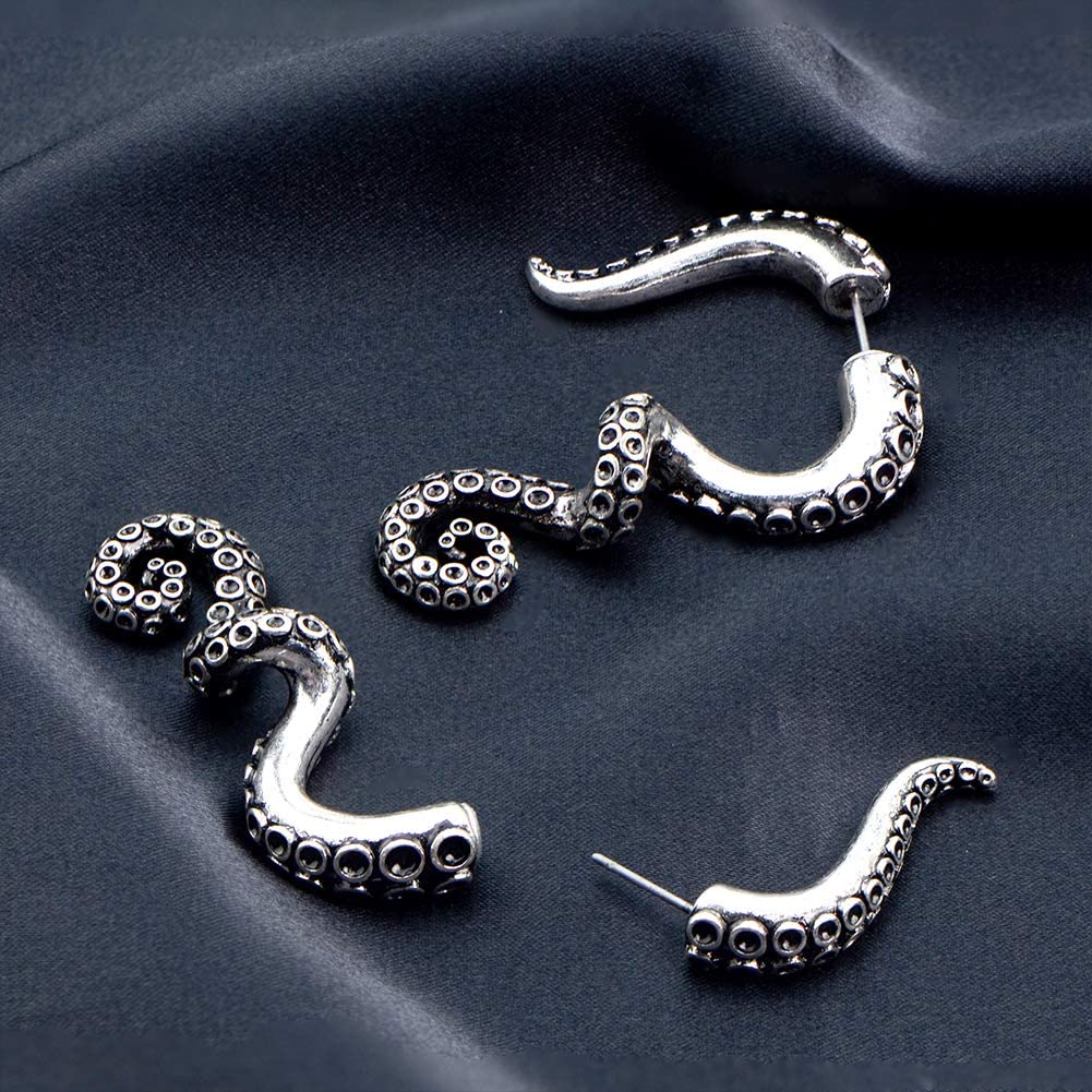 2PCS Lobe Earrings 18G Burn Silver Spiral for Men/Women