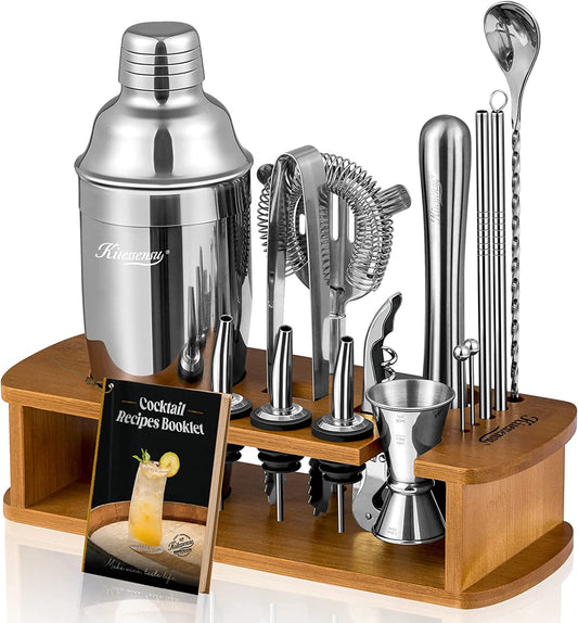 Cocktail Shaker Set Bartender Kit with Stand | Bar Set Drink Mixer Set with All Essential Bar Accessory Tools