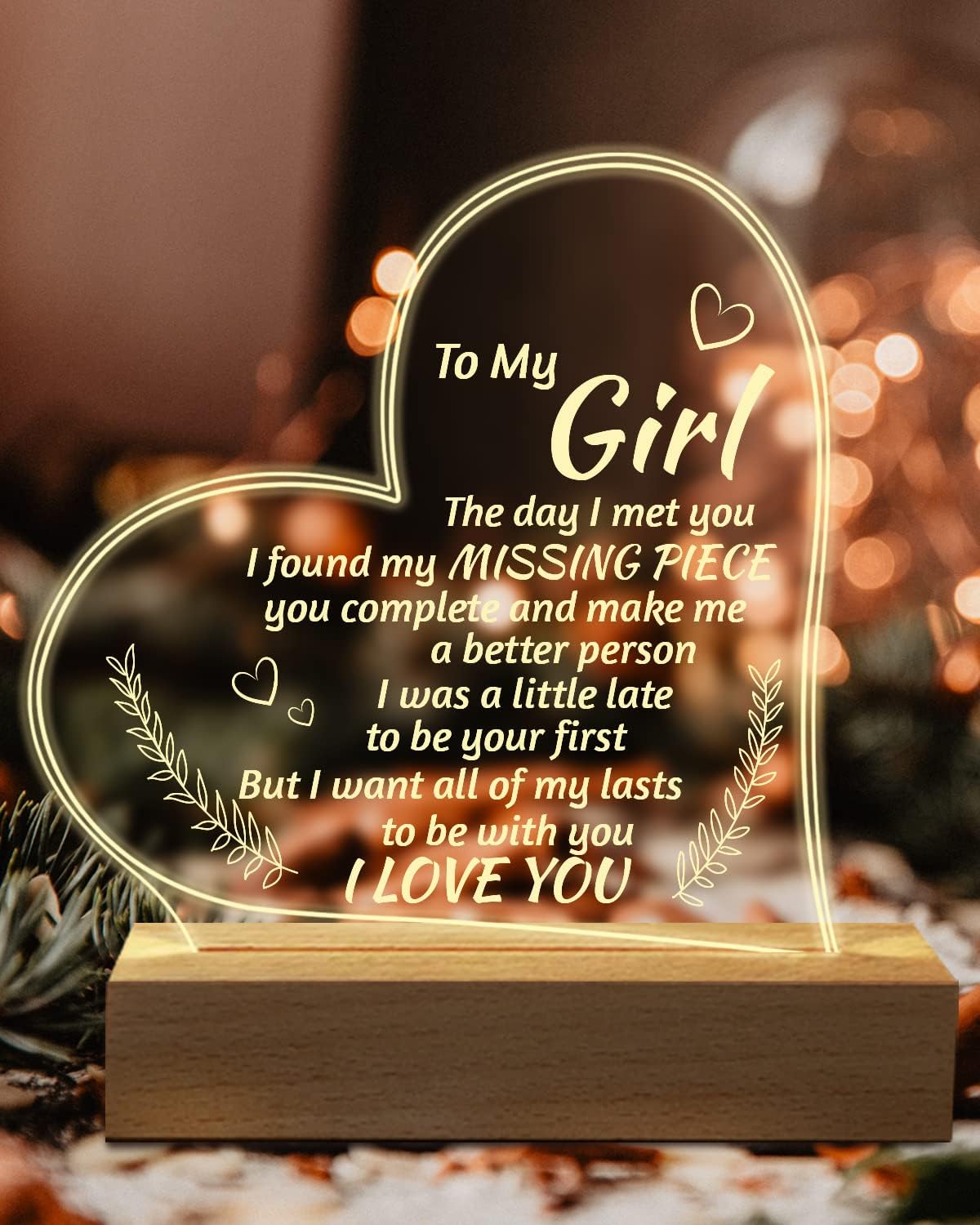 Romantic Gifts for Girlfriend, to My Girlfriend Engraved Night Light,