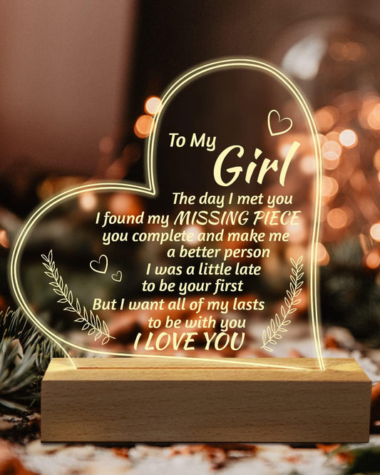 Romantic Gifts for Girlfriend, to My Girlfriend Engraved Night Light,