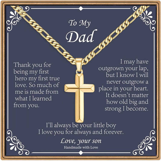 Fathers Day Cross Gifts for Men, Gold - (To my dad from son)