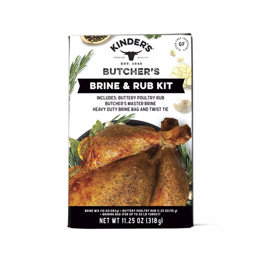 Butcher's Brine and Rub Kit, Includes Buttery Poultry Rub, Butcher's Master Brine Mix and Heavy Duty Brine Bag for up to a 20lb Turkey, 11.25oz Kit