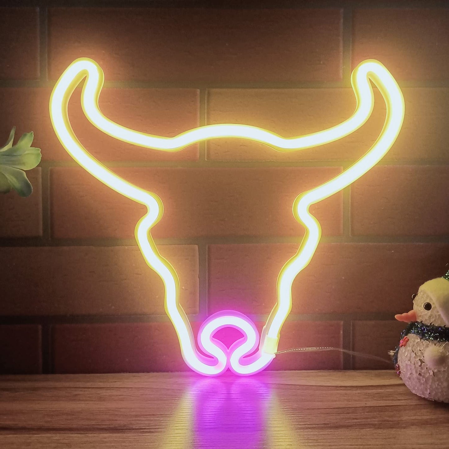 Gold Pink Neon Sign Cow Decoration,USB/Battery Powered