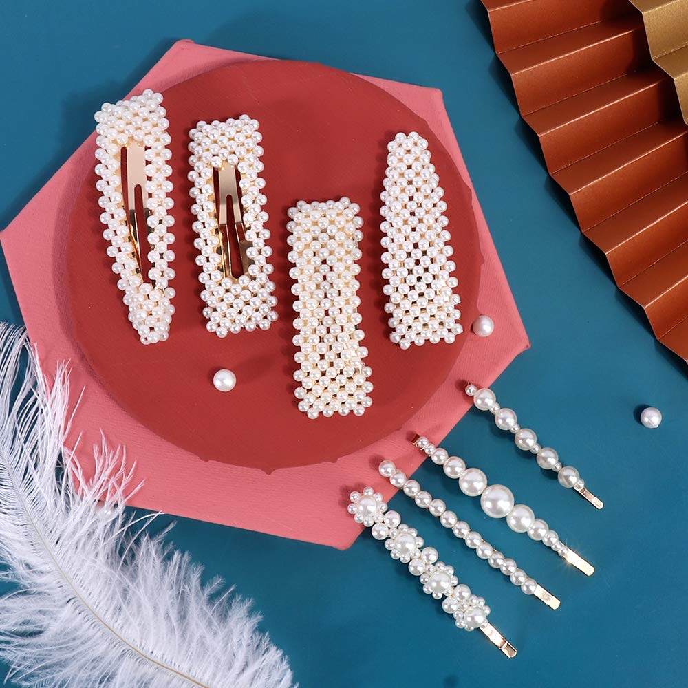 28 PCS Handmade  Pearls and Acrylic Resin Hair Clips for Women