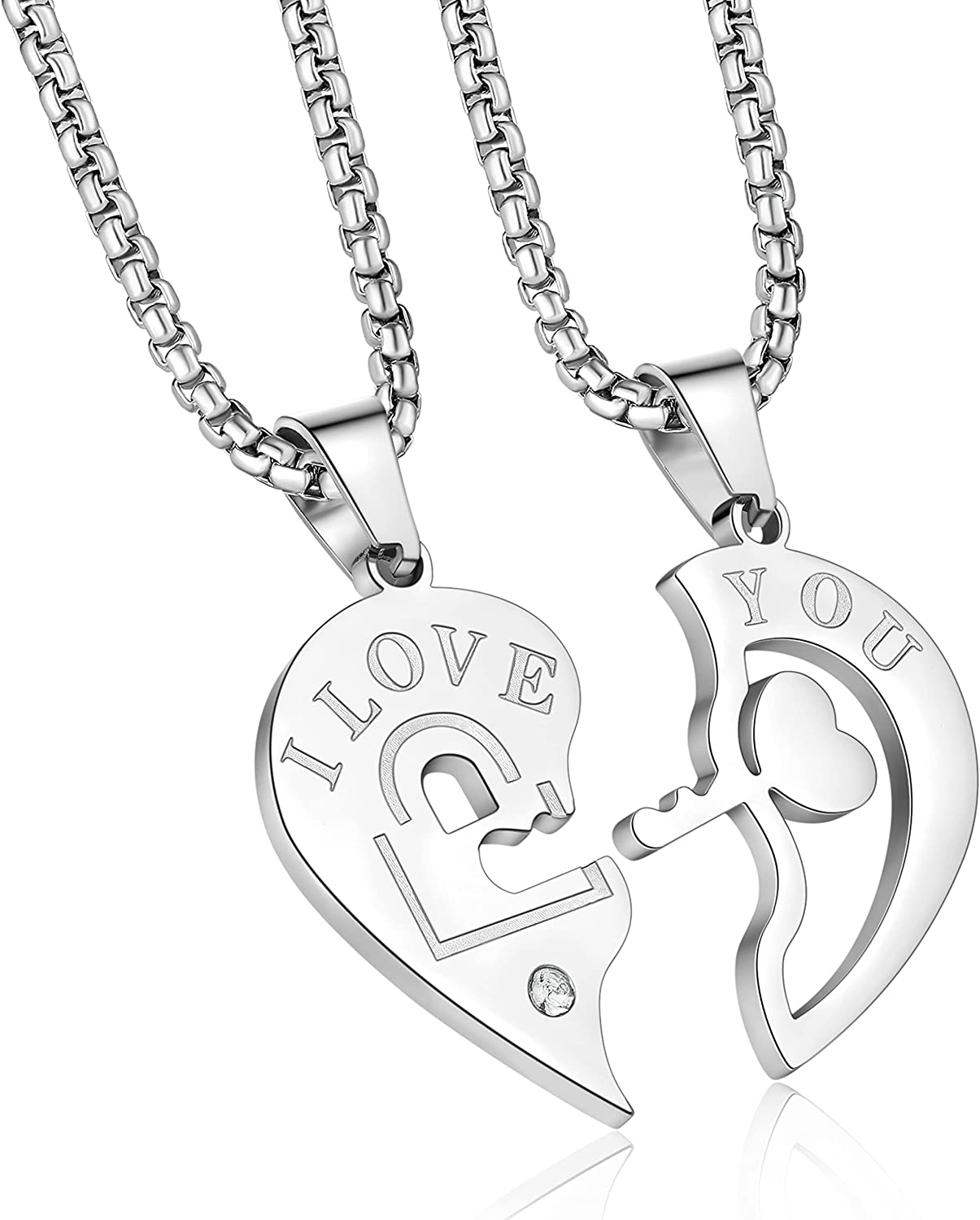 Lock Heart Couple Necklaces for Valentines Day Gift