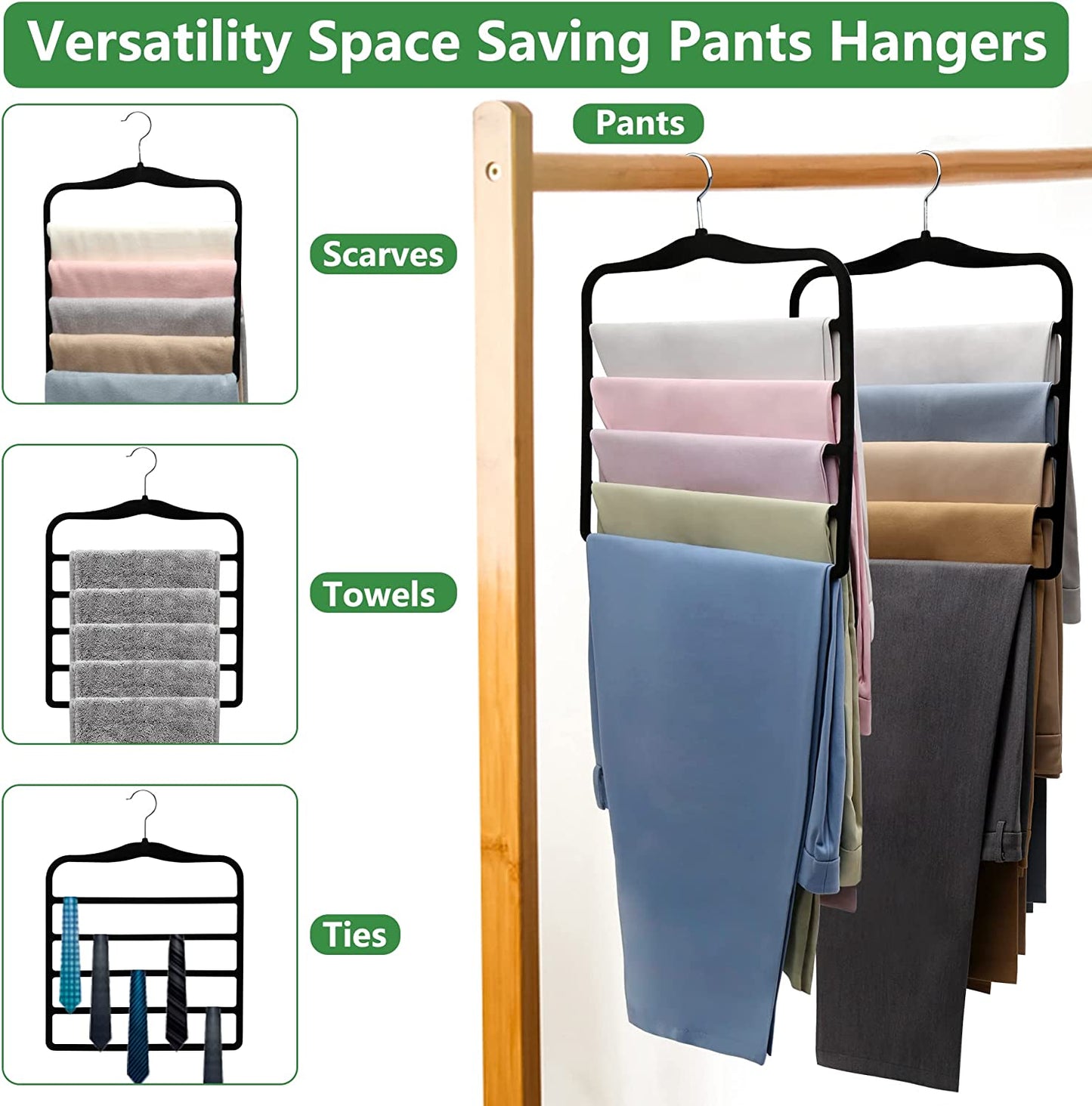 Non Slip 3 Pack Pants-Hangers-Space-Saving,Closet-Organizers-and-Storage