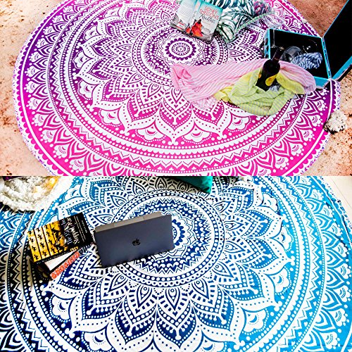 Set of 2 Boho Mandala Indian Meditation Tapestry  - 72 Inches, Blue and Pink Holiday Promotional Bundle!