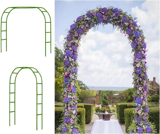 Adorox 7.5 Ft Metal Arch (Two Way Assemble) for Wedding Garden Bridal Party Decoration Arbor (Green)