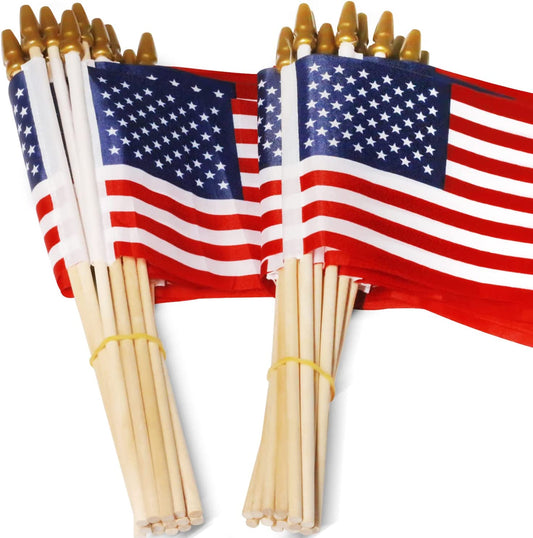 4x6 in Wooden Stick Flag - July 4th Decoration, (Pack of 50)