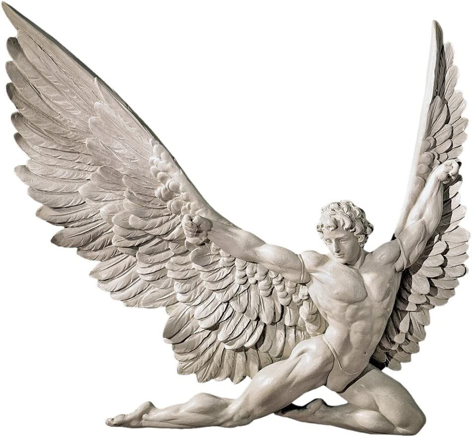 Icarus Winged Man Wall Sculpture, 11 Inch, Ancient Ivory