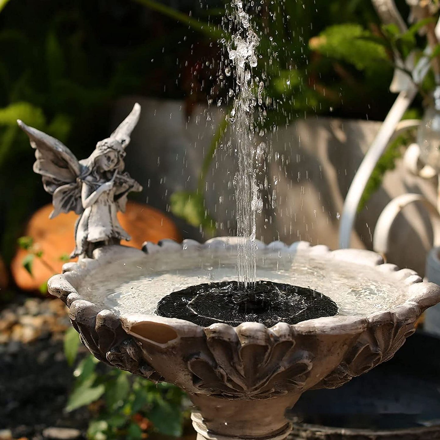 Solar Powered Bird Bath Fountain Pump w/ 4 Nozzles 1.4W Solar Panel Kit Water Pump