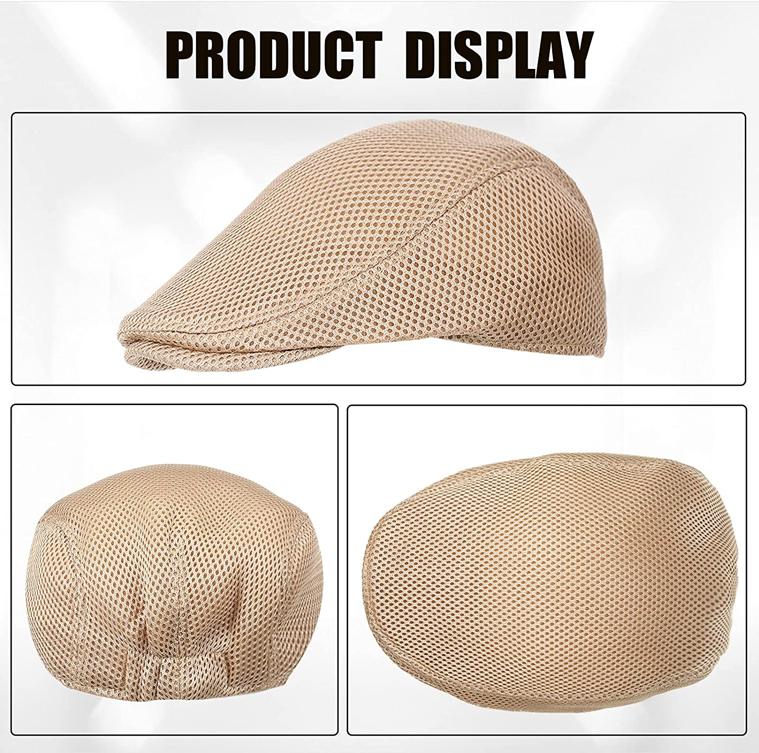 Geyoga 6 Pieces Men'S Mesh Flat Cap Breathable Summer Newsboy Hat Cabbie Flat Cap