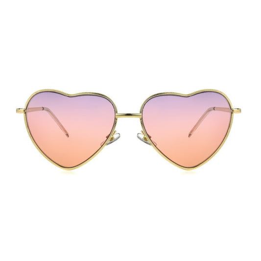 Women's Round Gold Heart Gold Sunglasses