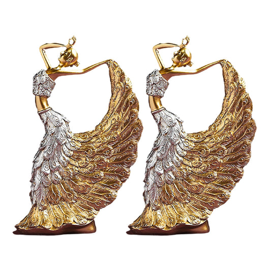 2PCS Peacock Dancer Figurines for Home Decoration