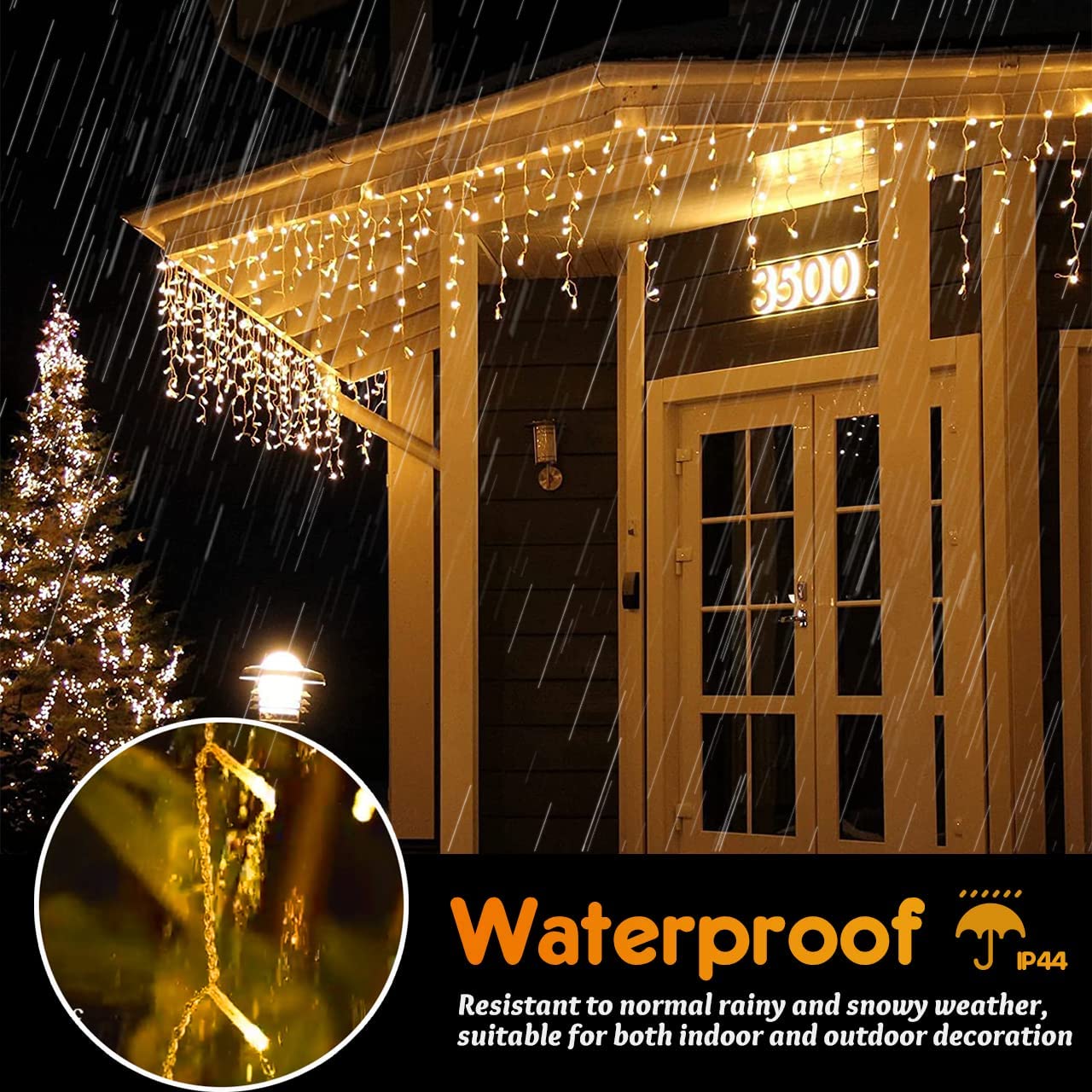 400 LED 32.8ft 8 Modes 64 Drops Christmas Icicle Lights