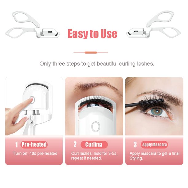 Rechargeable Electric Eyelash Curler – Long-Lasting Heated Curler for Natural Lashes w/ Quick Pre-Heat