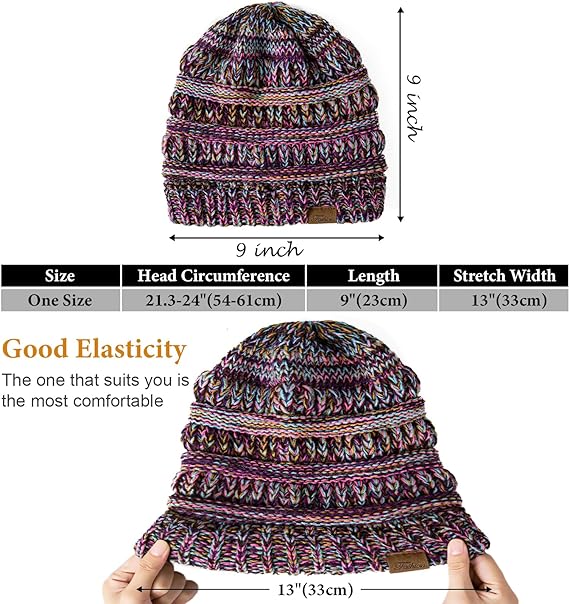 Hat for Women, Thick, Soft & Warm Winter Casual Knit Hat, Cute Stretch