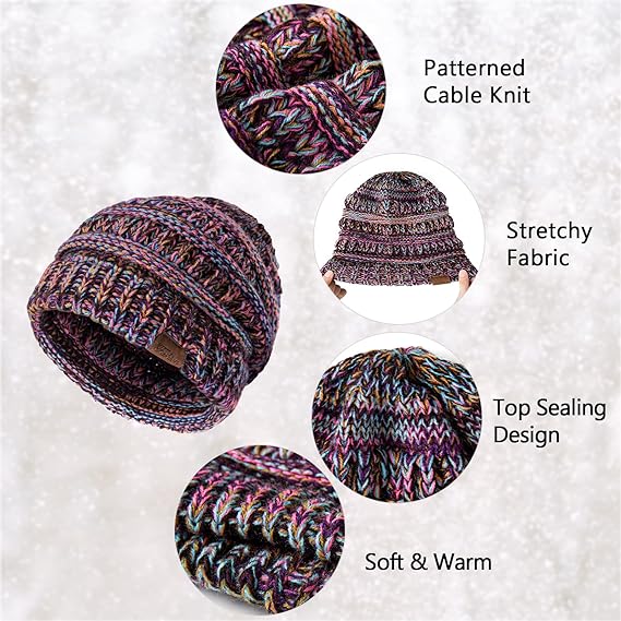 Hat for Women, Thick, Soft & Warm Winter Casual Knit Hat, Cute Stretch
