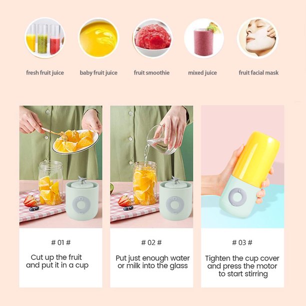 Mini Portable Juicer Cup USB Electric Mixer Bottle Fruit Smoothie Blender Travel Home, Green