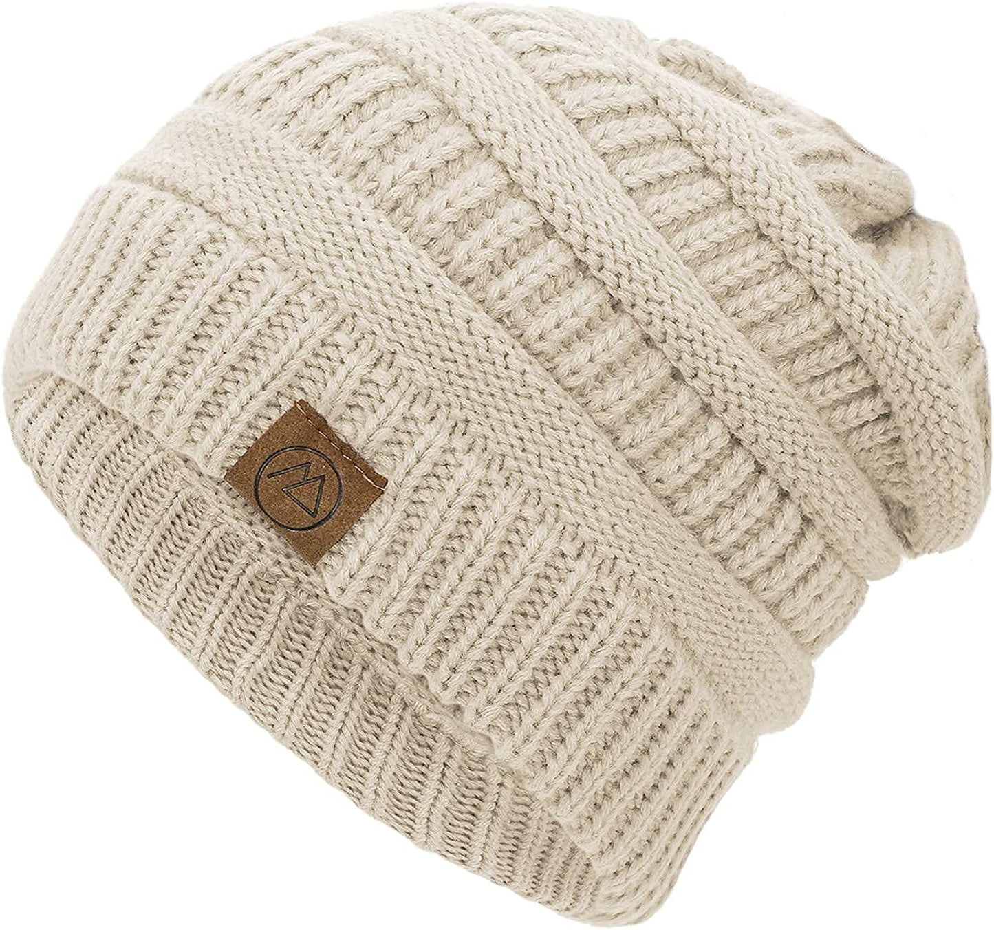 4 Pcs Winter Hats for Women Cable Knit Beanie Soft Thick, C White, beige, yellow & pink