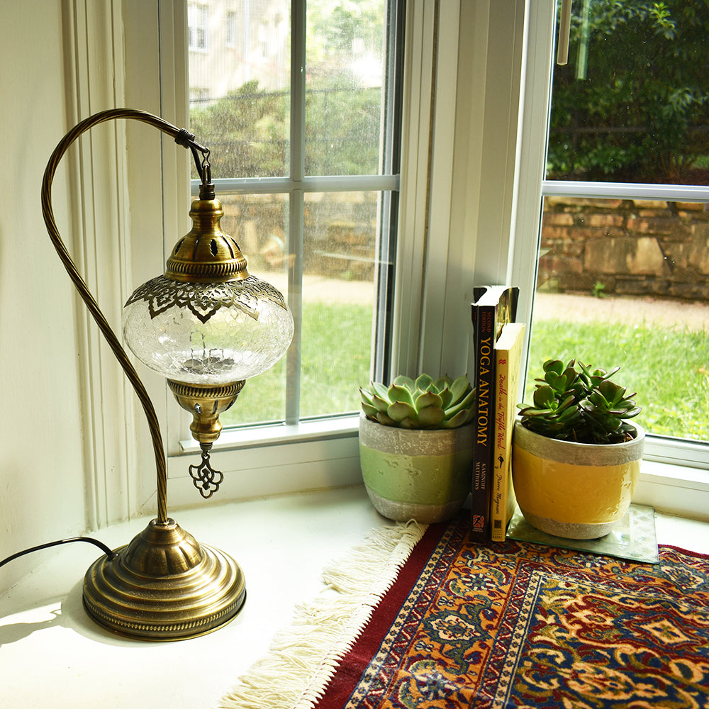 Crackle Glass Table Lamp - Vintage Style