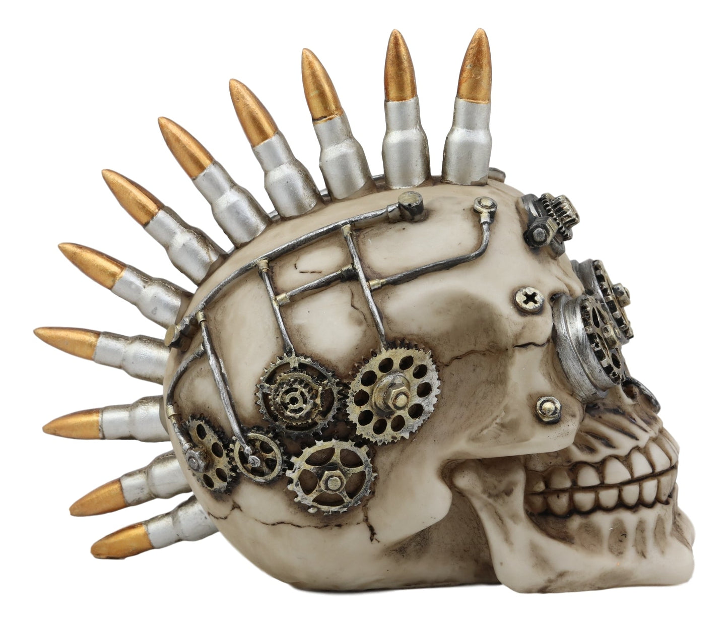 Badass Bullet Ammo Mohawk Punk Rock Steampunk Skull Figurine