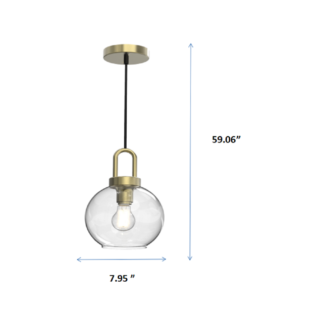 Gold Globe Pendant LED 4.5W(40 Wstts Equivalent) Light Bulb Type Burnished Brass Finish