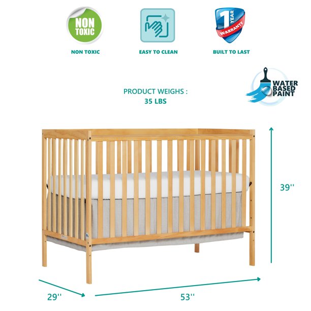 5-in-1 Convertible Crib, Natural