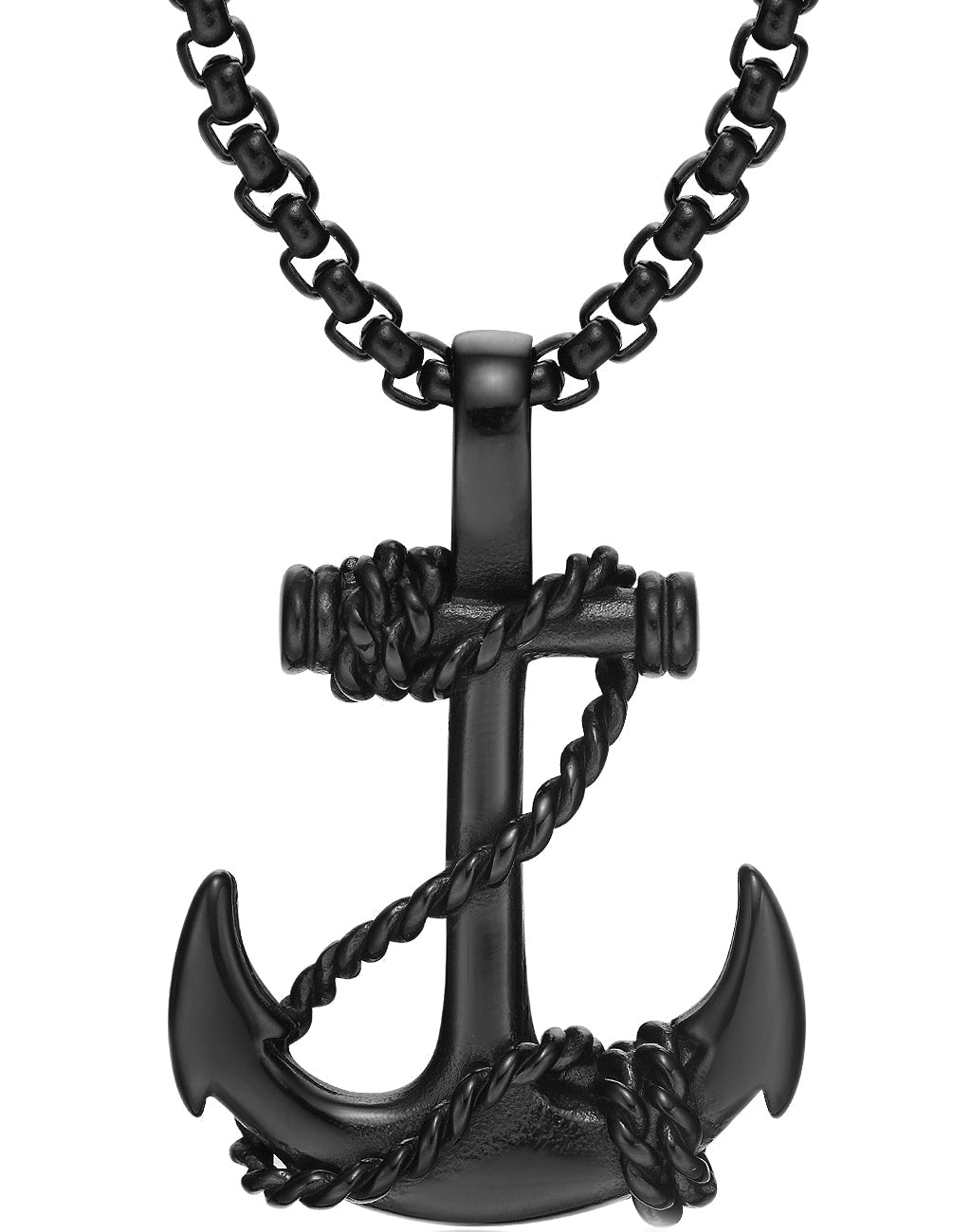 Men's Stainless Steel Rope Anchor Pendant Necklace