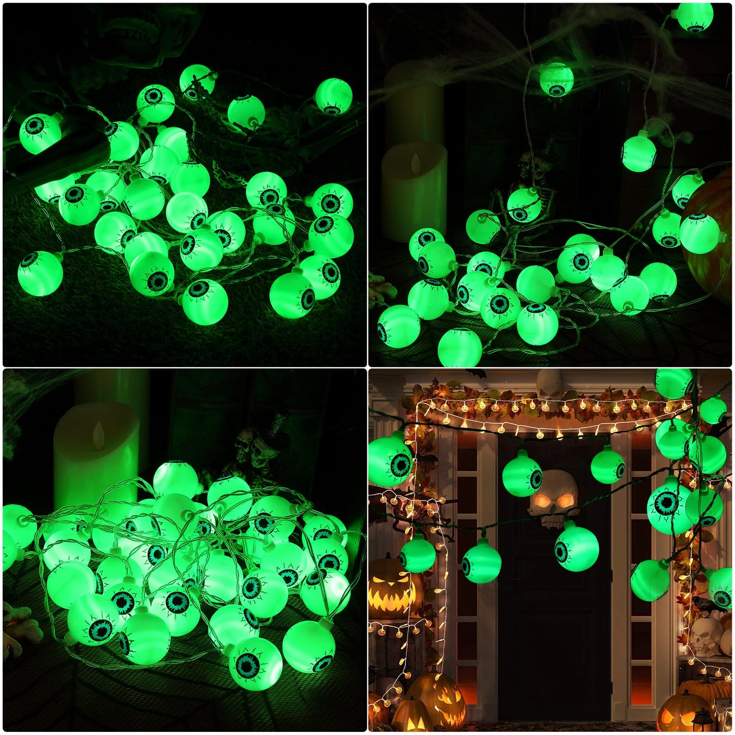 30 LED Halloween Eyeball String Lights 8 Modes w/ Remote