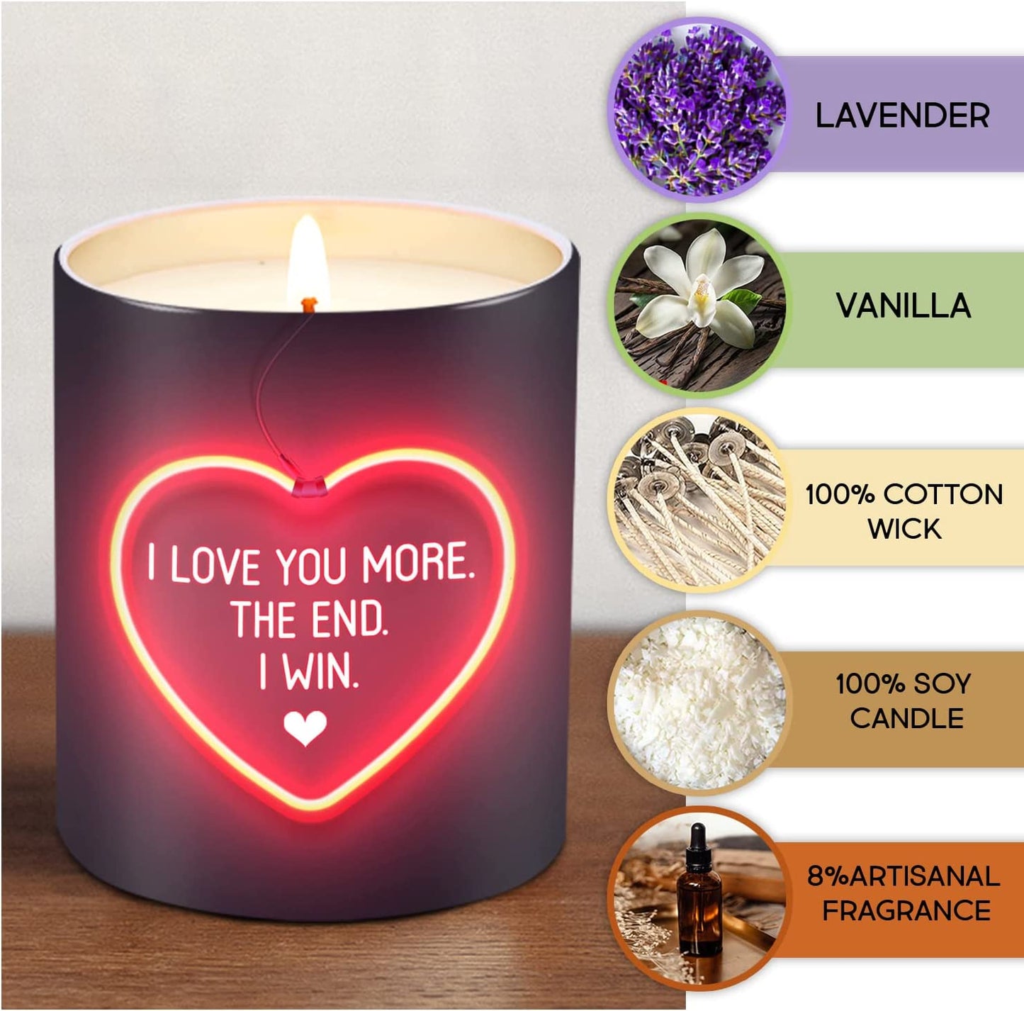 Valentines Day Candles Gifts for Couples- Scented Candle 10oz