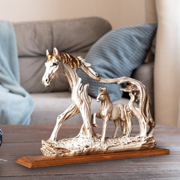 Gorgeous Artwork Micro Standing Galloping Horse Resin Statue for Home Decoration