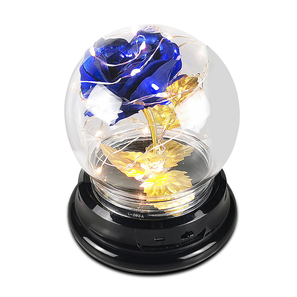 Rose Flower in Glass Dome w/ LED Light