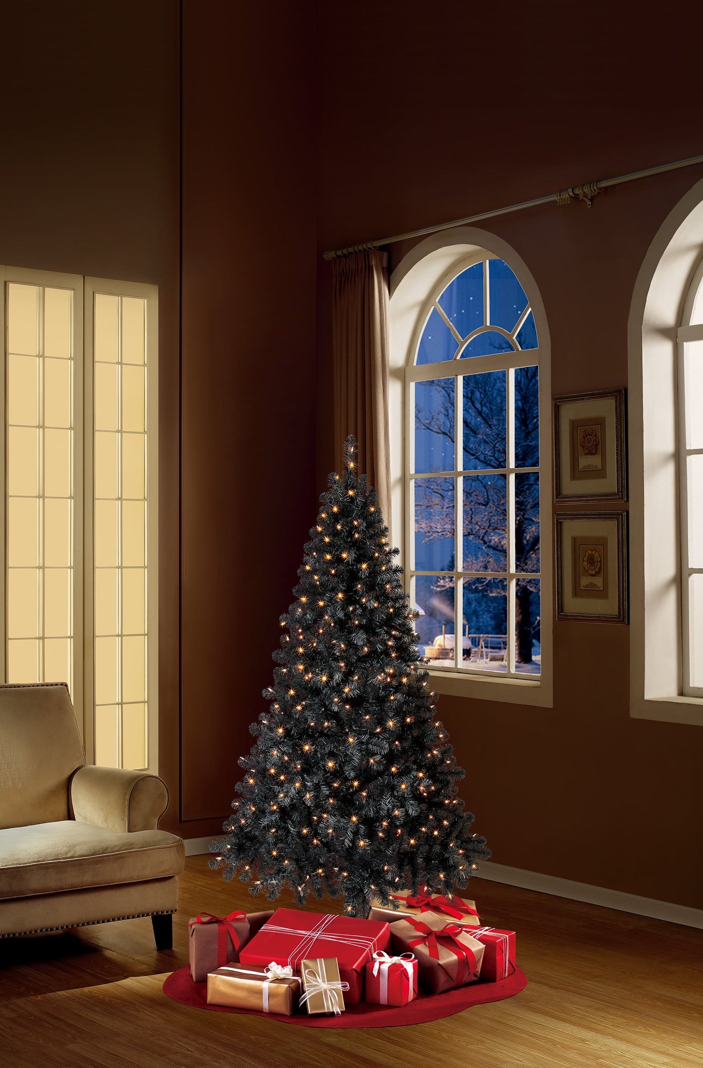 Christmas Time Prelit 300 Incandescent Lights, Madison Pine Artificial Christmas Tree, 6.5'