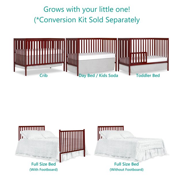 5-in-1 Convertible Crib in Cherry